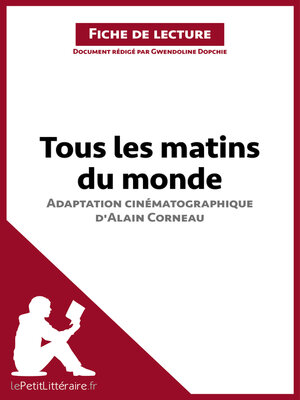 cover image of Tous les matins du monde (film) d'Alain Corneau (Fiche de lecture)